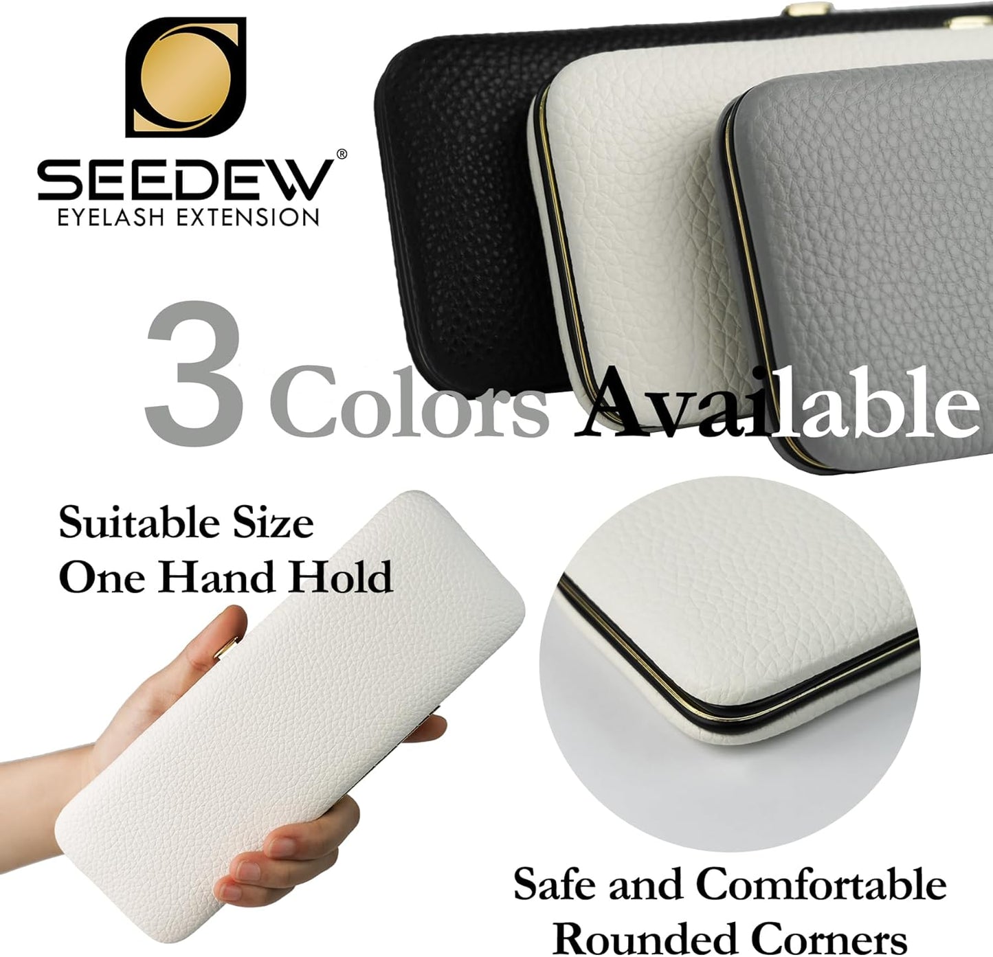 Tweezers Box Set, 5 PCS Isolation Pointy Precision Professional Stainless Tweezers with a PU Storage Case, Organizer Kit for Eyelash Extension, Beginner Lash Tech, Crafts Repair(White, Golden)