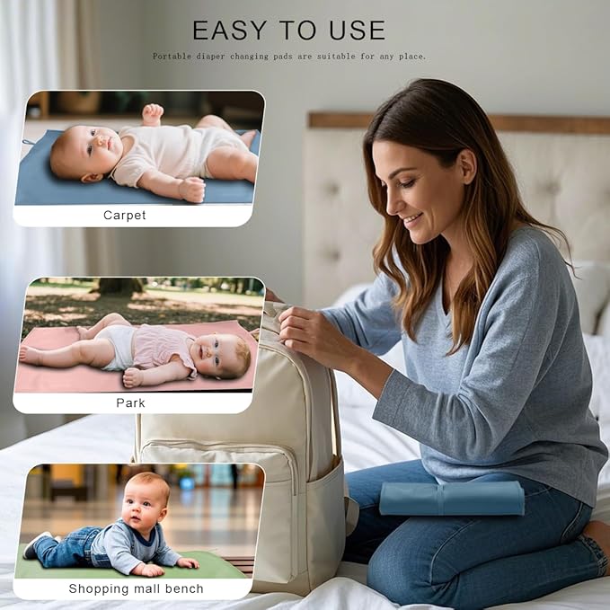 Blue Diaper Changing Mat for Baby, Portable Baby Changing Pad for Travel or Home, Wipeable Mat Fits Perfectly in Diaper Bag (67-10)