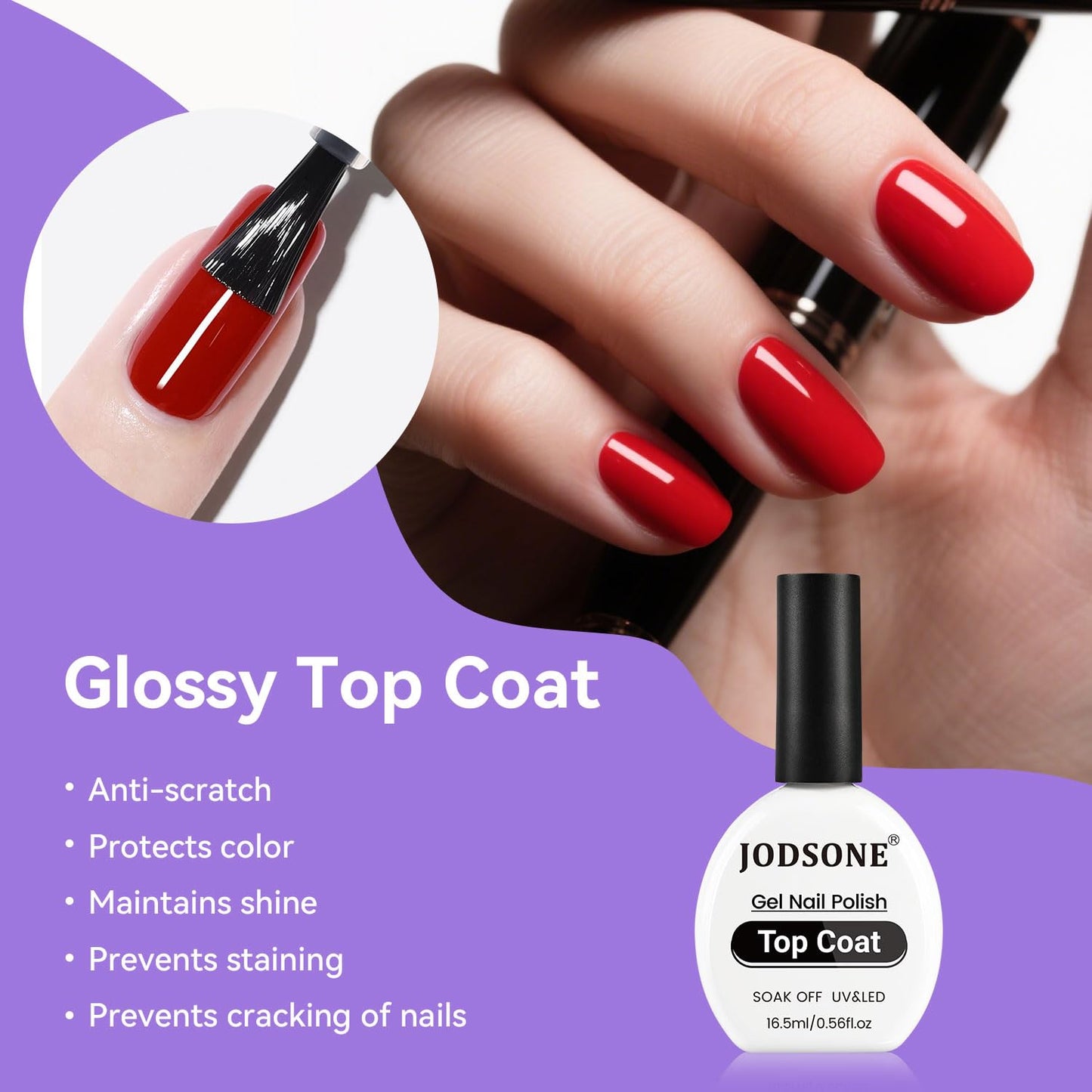 JODSONE 3Pcs 16.5ml Top Coat and Base Coat Set with Nail Glue Gel No Wipe Top Coat Base Nail Glue Gel for Attaching False Nails Securing Decorations Need U V Lamp Cured