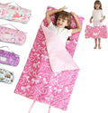 Toddler Nap Mat for Preschool 50''x30'' Sleeping Mat with Removable Pillow and Minky Blanket for Kids Ages 3-7 Roll Up Soft Sleeping Bag for Boys Girls Kindergarten Daycare Sleepover