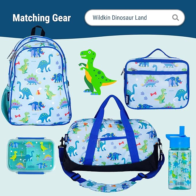 Wildkin Kids Microfiber Nap Mat – Soft Sleep Mat with Pillow, Ideal for School & Travel - Dinosaur Land