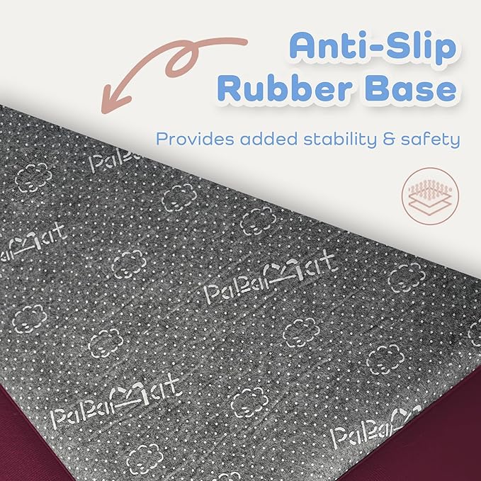 1.3" Thick Baby Floor Play Mat 50x50, Basic Padded Foam Mat for Tummy Time Crawling, Non Slip Cushioned for Babies Toddlers Infants Kids (Burgundy)