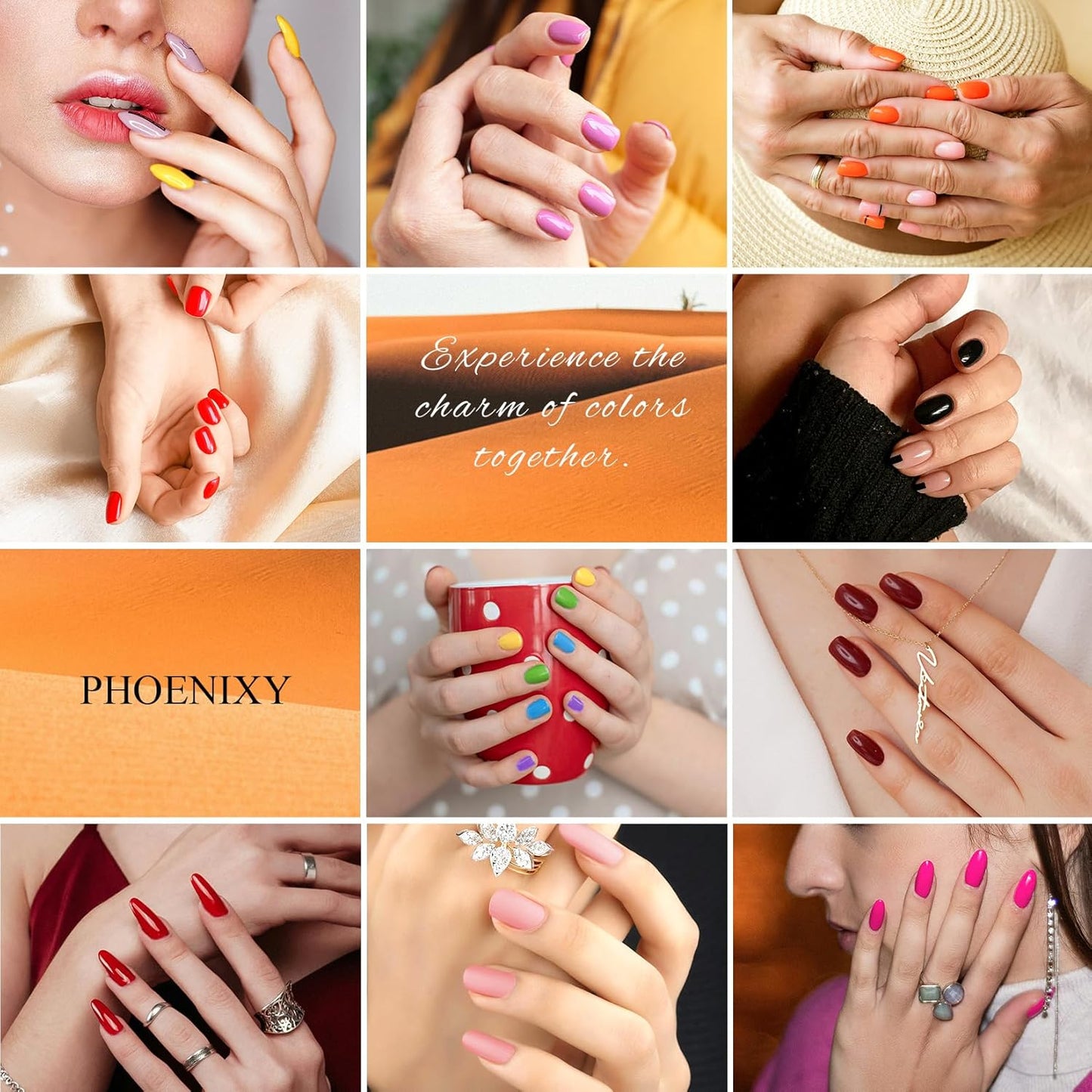 PHOENIXY Gel Nail Polish Kit with U V Light 48W, 56 Pcs 108 Effect Gel Nail Polish Kit Base Glitter Matte Top Coat Manicure Tools Gifts for Women
