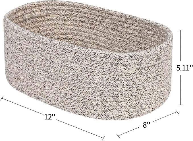 CubesLand Rectangle Organization/Storage Basket, Natural Cotton Rope Woven Baskets for Organizing, Small Basket for Kids, Baby Nursery, Cat Dog Toy Baskets, Organizer Bins for Shelves 3Pc Light Brown