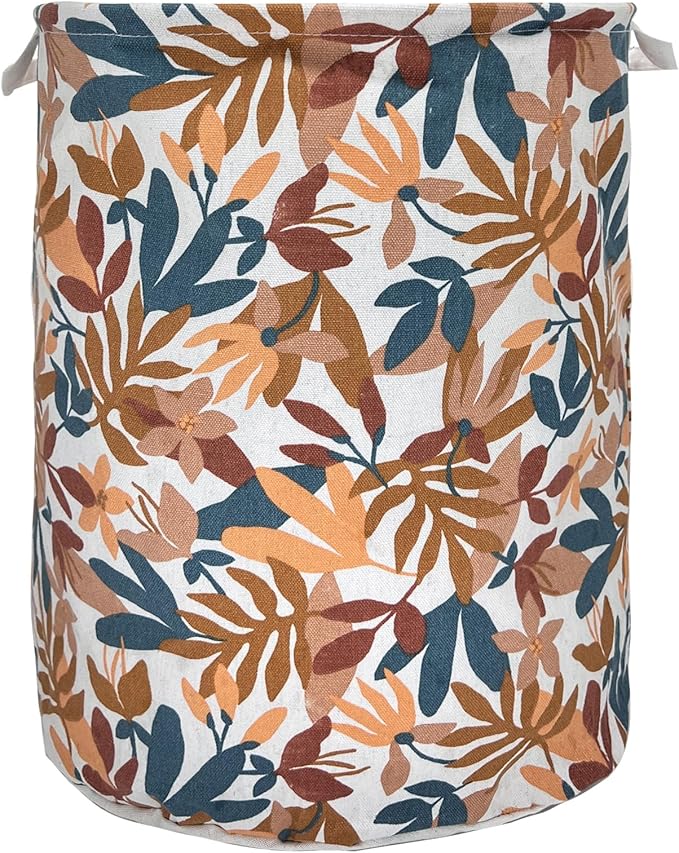 Merdes 19.7’’ Waterproof Foldable Laundry Hamper, Dirty Clothes Laundry Basket, Linen Bin Storage Organizer for Toy Collection (Plant Yellow)