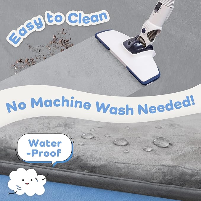 1.5" Super Thick Baby Play Mat for Floor, 79x118 Pro Soft Flannel Foam Mats for Toddler Infant Kids Crawling for Nursery Rug Playroom Living Room Waterproof Easy Care Non-Slip (Dark Grey)