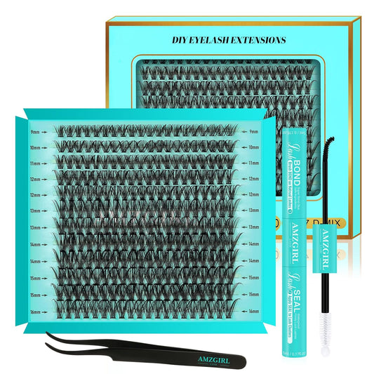 Lash Extension Kit 240Pcs 40D Individual Lashes Clusters Kit,Lash Bond And Seal for Eyelashes Extensions,Lash Applicator Tool For False Eyelash Cluster Kit(40D,D-Mix9-16mm)