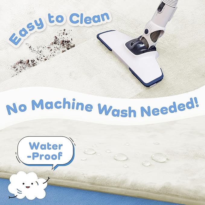 1.3" Thick Baby Floor Play Mat 50x50, Basic Padded Foam Mat for Tummy Time Crawling, Non Slip Cushioned for Babies Toddlers Infants Kids (Ivory)