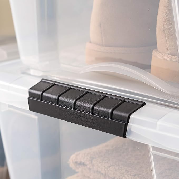 IRIS USA 32 QT Plastic Storage Box with Lid and Latches - 6 Pack - BPA-Free, See-Through Organizing Solution, Durable Nestable Stackable Containers, Secure Pull Handle - Clear