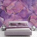 -Purple Marble Fabric Wallpaper Abstract Texture Mural Bedroom 100" x 65" (Not Peel and Stick)