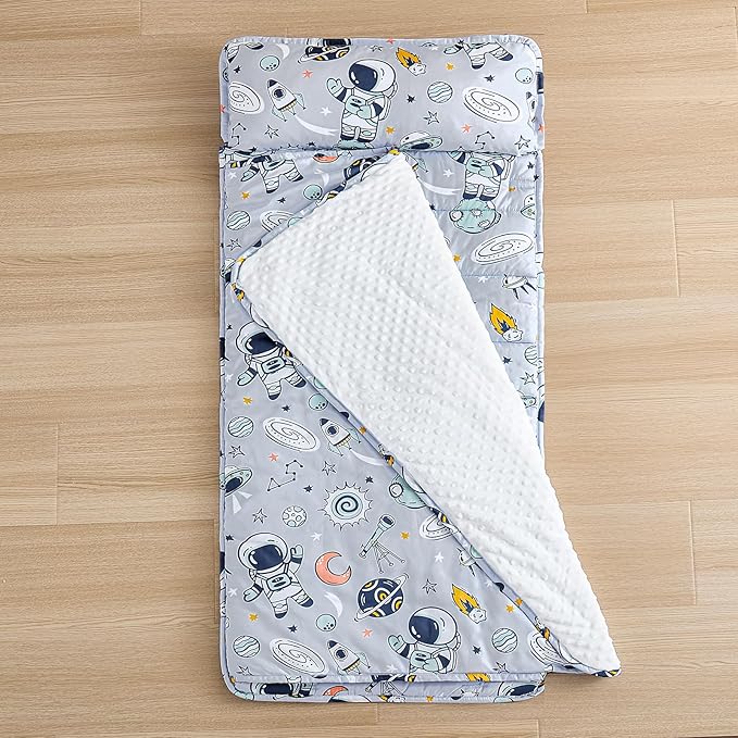 DJY Toddler Nap Mat,Kid Slumber Bag with Removable Pillow & Minky Blanket,Soft Sleeping Mat Perfect for Daycare,Preschool,Kindergarten,Travel