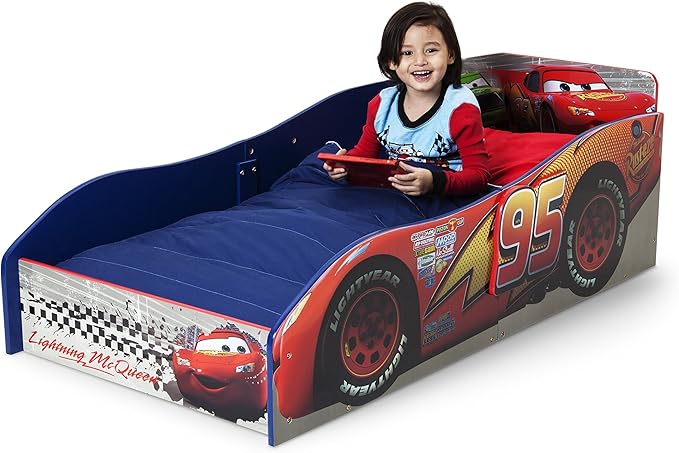 Delta Children Disney/Pixar Cars Wood Toddler Bed + Serta Perfect Slumber Dual Sided Recycled Fiber Core Crib and Toddler Mattress (Bundle)