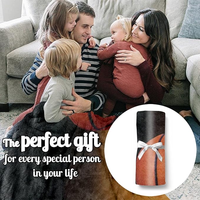 Personalized Baby Balll Soft Blanket: Custom Kids Basketball Design Blanket with Name and Number - Bedding Gifts for Infants Toddlers Adults 60x80inch