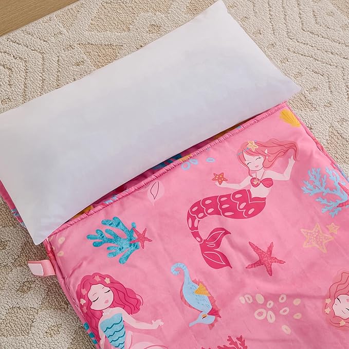 DJY Toddler Nap Mat,Kid Slumber Bag with Removable Pillow & Minky Blanket,Soft Sleeping Mat Perfect for Daycare,Preschool,Kindergarten,Travel