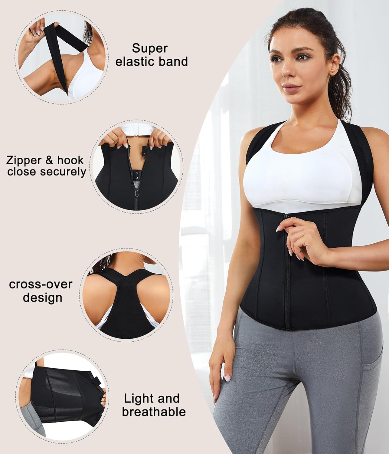 URSEXYLY Women Back Braces Posture Corrector Waist Trainer Vest Tummy Control Body Shaper for Spinal Neck Shoulder and Upper Back Support (L, Black)