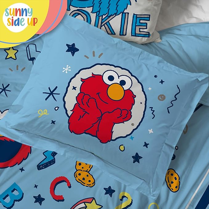 Sesame Street Full Comforter Set – 7 Piece Kids Bedding Includes Comforter, Sheets & Pillow Cover – Super Soft Microfiber Bed Set with Elmo, Cookie Monster and Big Bird