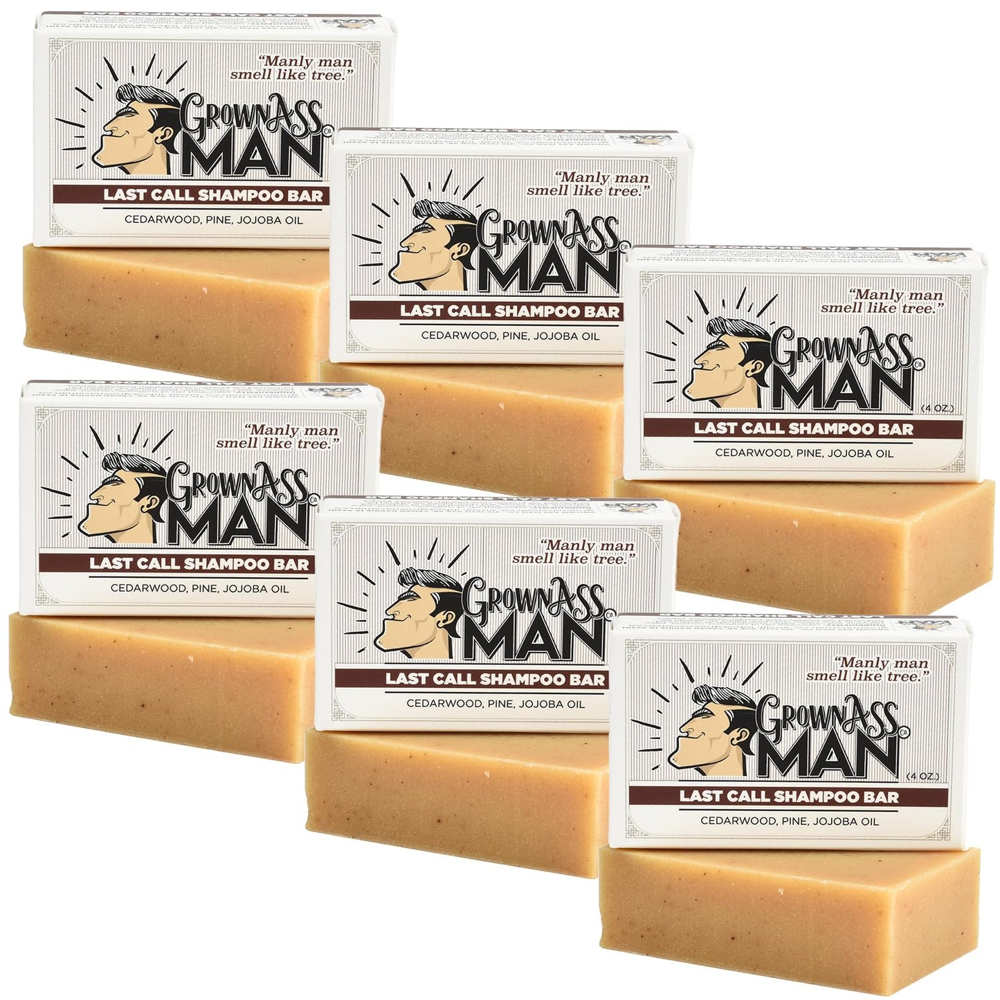 Solid Shampoo Bar Rich Lather 3 in 1: Hair, Beard & Body Wash - Plastic Free & Eco-Friendly, Natural & Organic Clean for All Hair Types, 4oz Bar (Last Call, 6-Pack)