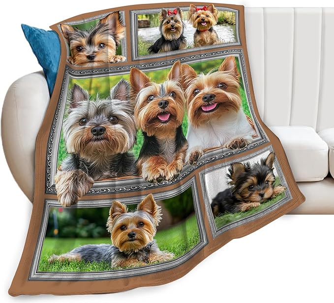 Yorkie Blanket Yorkshire Terrier Decor Throw Blanket Super Soft Flannel Lightweight Fluffy Plush Fuzzy Fleece Dog Blanket Gifts for Dog Lover Woman Girl Kids Boys for Bed Sofa Bedding 40"X50"
