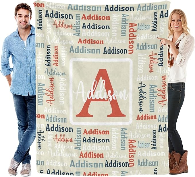 Dr.TOUGH Name Blanket Personalized Blanket for Adult Kids Flannel Customized Personalized Blankets and Throws