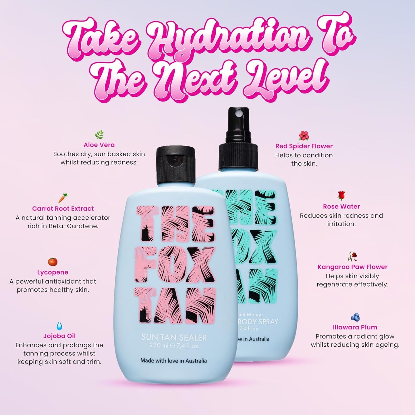 The Fox Tan The Moisture Hit, Sun Tan Sealer & Hydrating Body Spray Set, Soothing & Moisturising, For Darker, Long-Lasting Tans, Vegan & Cruelty-Free, 220ml (Pack of 2)