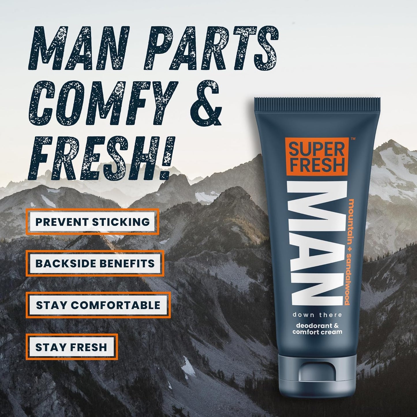 Super Fresh Ball Deodorant Lotion for Men Groin Butt and Body Hygiene Cream Controls Odor Prevents Chafing Aluminum Free Daily Freshness and Comfort Powder Lotion Formula in Convenient 4 oz Tube