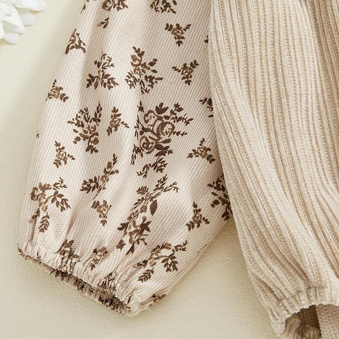 2pcs Infant Baby Girls Romper Dress Headband Long Sleeve Clothing Flowers Newborn Boho Girl Outfit Jumpsuit Clothes