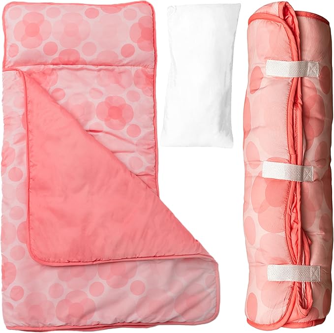 Toddler Nap Mat with Removable Pillow and Blanket (21" x 48") - Soft Sleep Mats for Kids, Daycare, Preschool, Travel - Machine Washable Roll Up Sleeping Bag - Nap Mat by Zunee