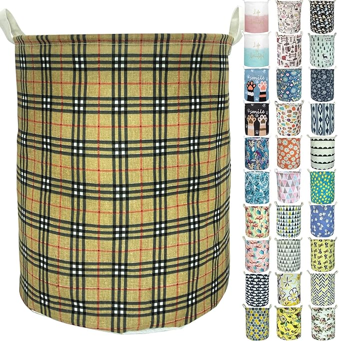 Merdes 19.7’’ Waterproof Foldable Laundry Hamper, Dirty Clothes Laundry Basket, Linen Bin Storage Organizer for Toy Collection (Lattice)