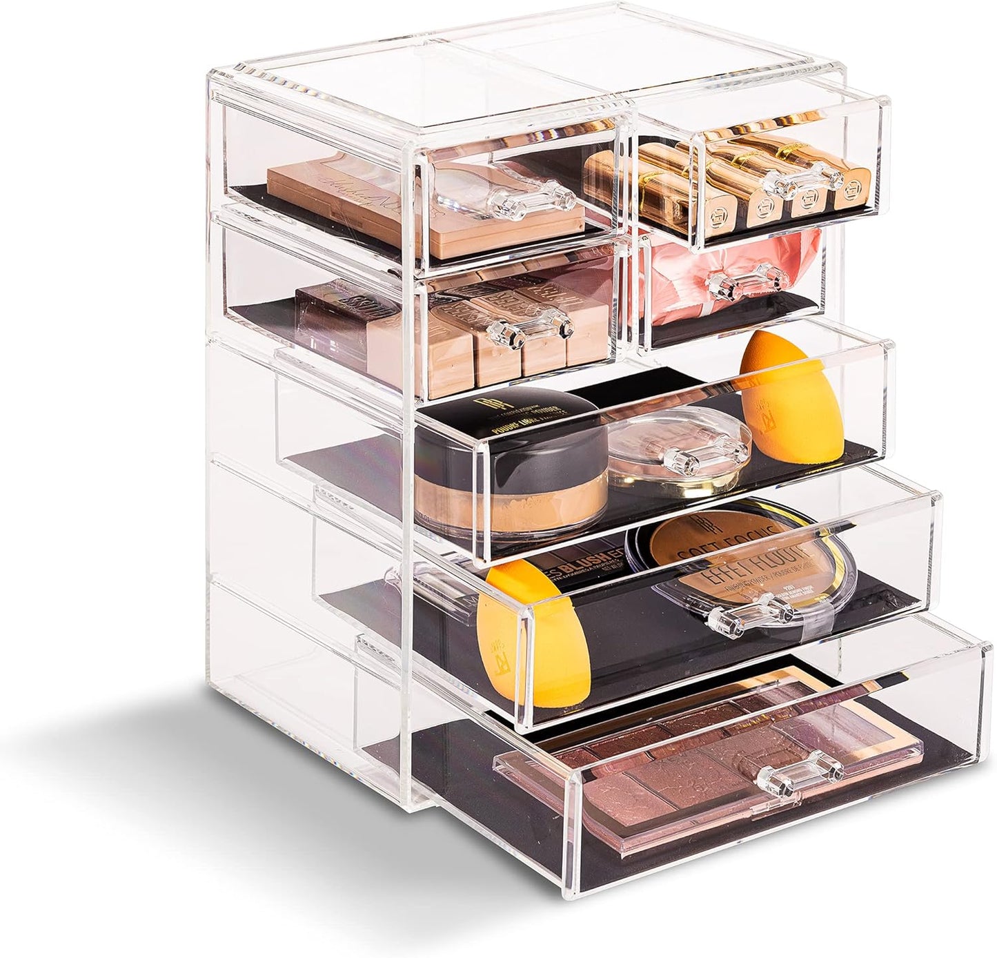 Sorbus Acrylic Makeup Organizer Set, 7-Drawer Vanity & Countertop Cosmetic Storage with Small & Wide Drawers, Clear Makeup Storage for Brushes, Lipsticks, Jewelry – Holiday Gift for Women & Teens