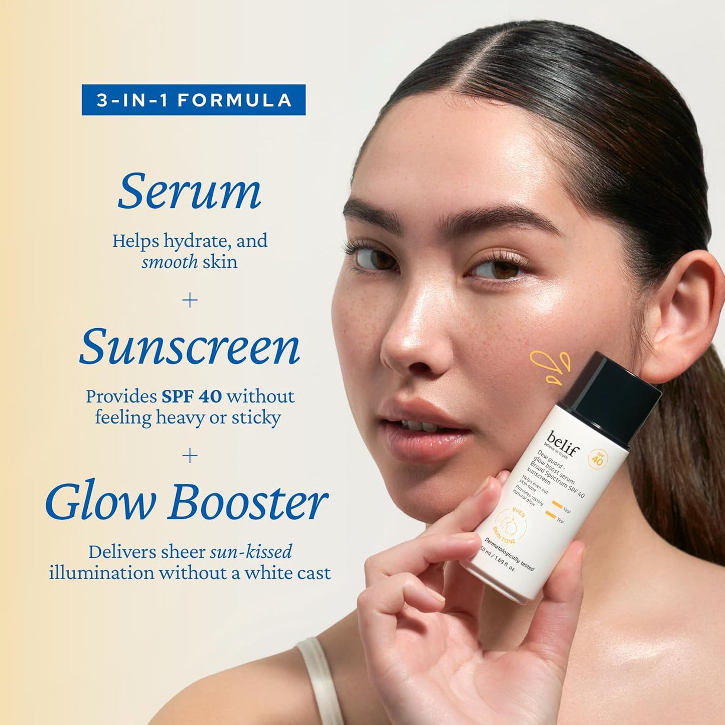 belif Dew Guard Vitamin C Glow Tint SPF 40 - Niacinamide, Hyaluronic Acid, Glow Booster + Serum + UVA/UVB Protection, Korean Tinted Mositurizer, 1.69 fl. oz