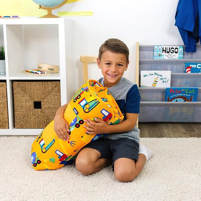 Wildkin Kids Microfiber Nap Mat – Soft Sleep Mat with Pillow, Ideal for School & Travel - Under Construction