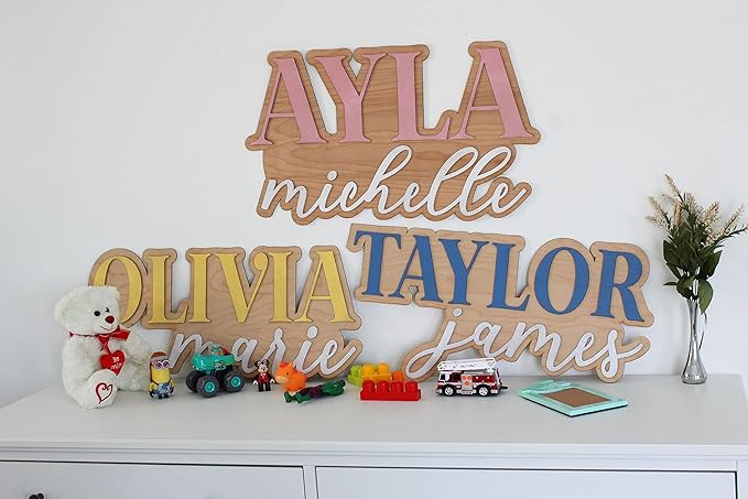 Large Wood Nursery Sign | Nursery name sign for Kids | Custom Wood Name Sign | 3D Wood Baby Name Sign (White)