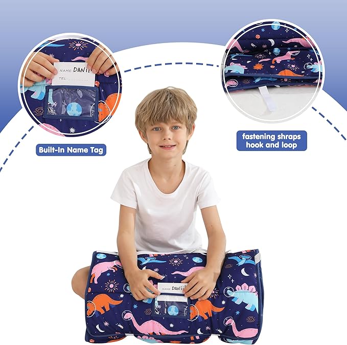 Viviland Toddler Kid Nap Mat for Preschool, Slumber Bag with Pillow and Blanket, Daycare Sleeping Bag Kindergarten Sleep Mat
