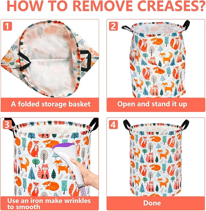 KUNRO Laundry Basket Nursery Hamper Kids Storage Bin Baby Toy Organizer Box Gift Basket for Room Decor