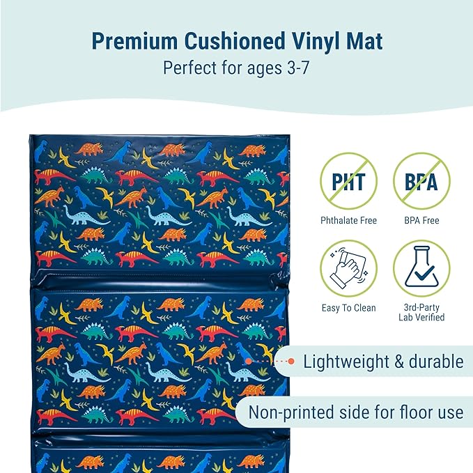 Wildkin Kids Vinyl Nap Mat – Foldable, Durable Rest Mat for Daycare & Preschool