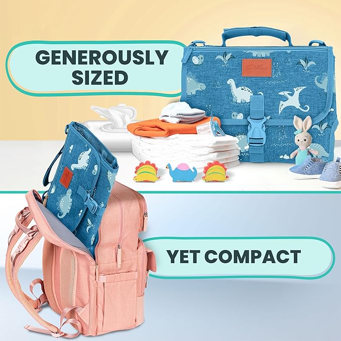 Portable Changing Pad for Baby, Travel Diaper Changing Pad for Newborn, Large Waterproof Baby Changing Mat, Foldable & Detachable Diaper Changing Station with Baby Wipes Pockets, Baby Stuff by Pillani