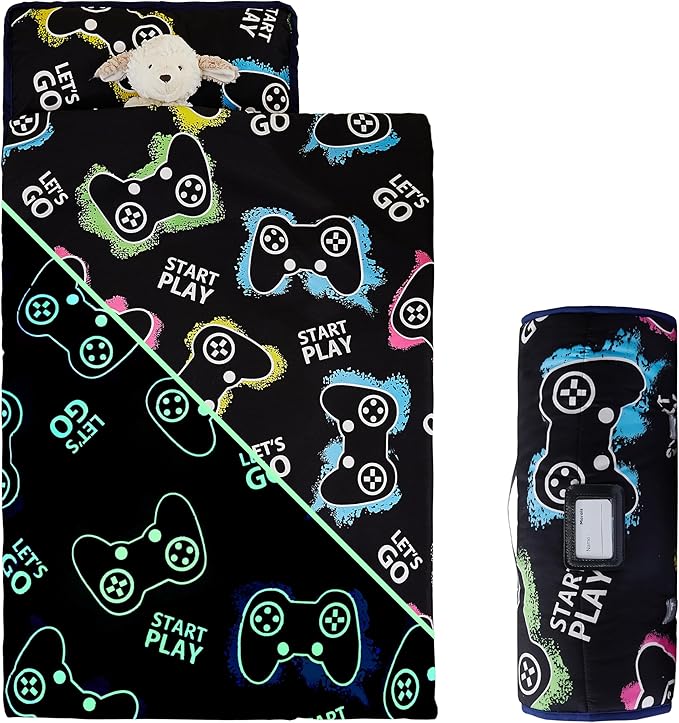 MORAIS Toddler Nap Mat with Pillow and Blanket, 52" x 20" Lightweight and Soft Nap Mat for Preschool, Daycare, Travel Sleeping Bags