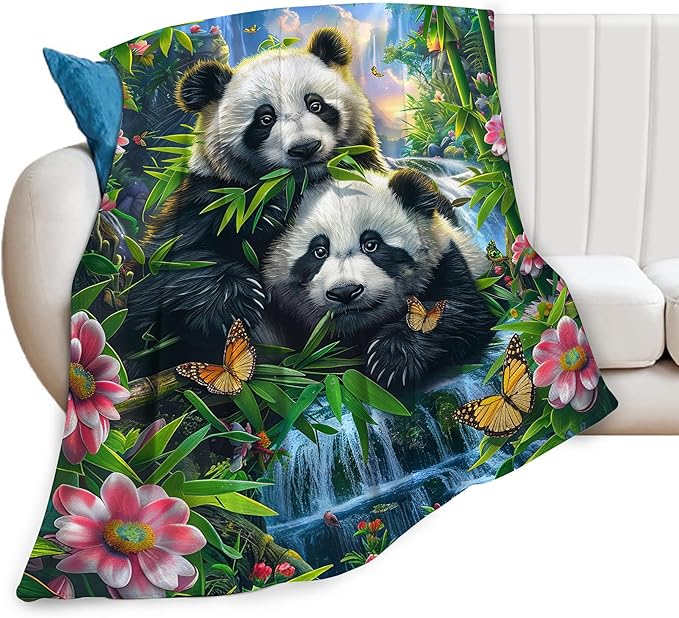 Panda Blanket Funny Pandas Gifts for Girls Boys Woman Kids Cute Panda Lover Bear Throw Blankets Soft Warm Fleece Flannel Plush Blankets for Bed Sofa Couch 60"x80"