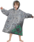 Fiosnow Glow in the Dark Game Controller Blanket Hoodies for Kids Toddler 2-6YR Oversize Wearable Blanket Hoodies for Boys Girls