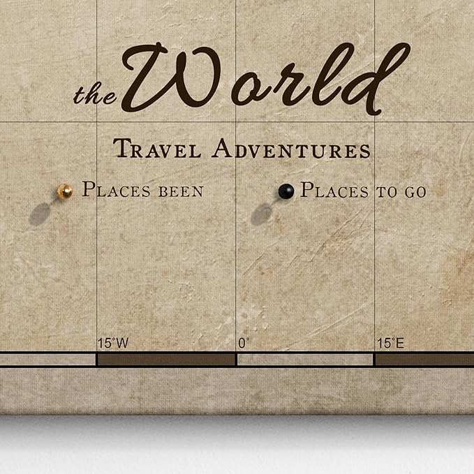 Canvas World Map with Cork Pin Board - English Lettering - Decorative Wall Decoration for All Rooms - Canvas Pictures with World Map Motif (120x80 cm, Pattern 12)