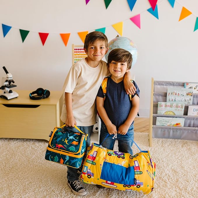 Wildkin Kids Original Nap Mat – Cozy Kids Sleep Mat with Pillow, Ideal for School & Travel - Under Construction