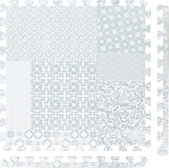 PopsyKosy Premium Baby Floor Play Mat - Thick & Cushioned 0.5 inch Playroom Foam Mat, Non-Toxic Odorless - 6 Tiles - Spacious 6x4 ft. - Stylish & Large, Waterproof for Kids & Toddlers - Totem Gray