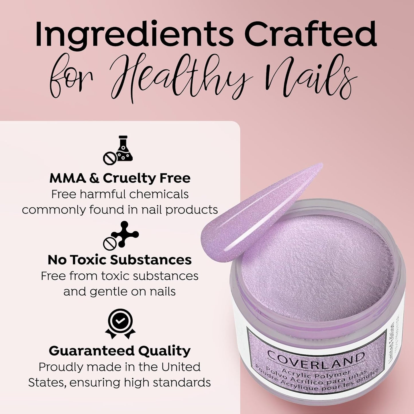 Tones Coverland Acrylic Nail Powder "Sugar Plum" - Limited Edition Acrylic Powder for Nail Design, Sculpting, and Masking Nail Bed Imperfections - (1.5 Oz)