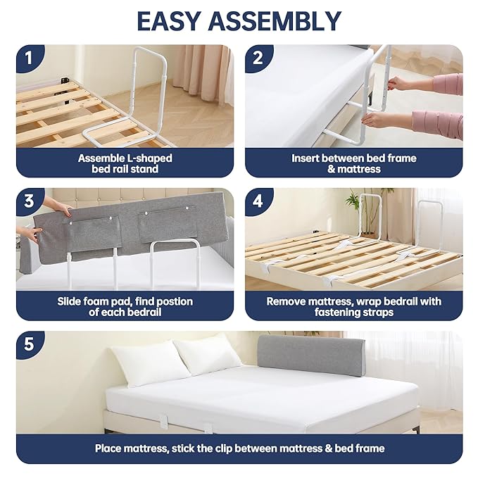Bed Guard Rail for Toddlers, 59inch Foam Padded Side Rail for Queen King Twin Full Size Bed, Bedrail for Toddler, Kids Cosleep Bed Railing