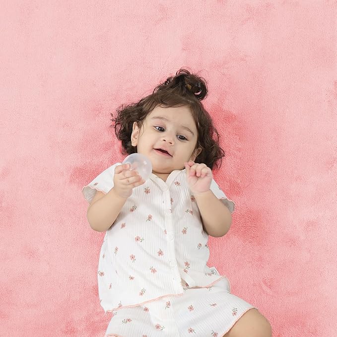 1.3" Thick Baby Floor Play Mat 50x50, Basic Padded Foam Mat for Tummy Time Crawling, Non Slip Cushioned for Babies Toddlers Infants Kids (Pink)