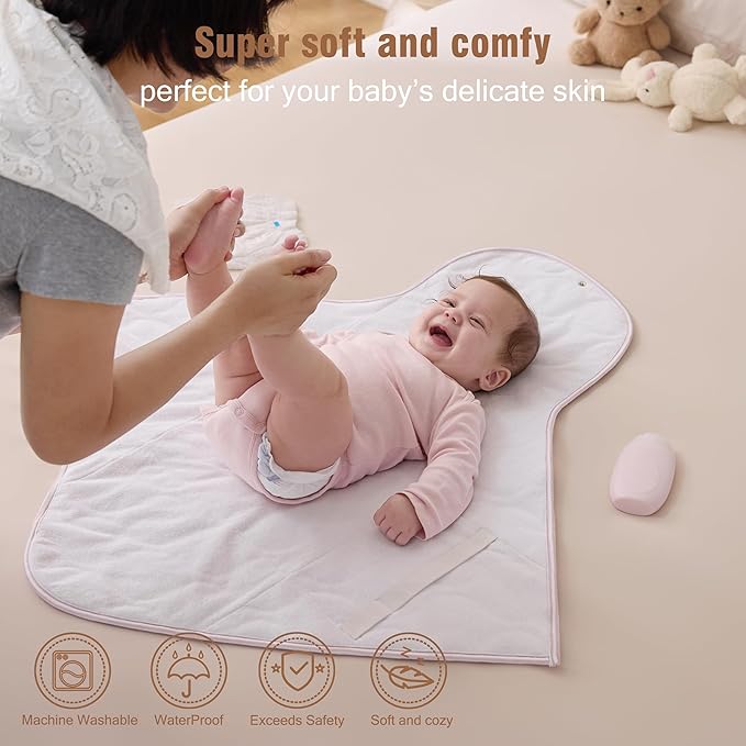 UTEX Baby Portable Changing Pad, Waterproof & Wipeable Diaper Changing Mat with Carrying Bag, Foldable Changing Mat for Travel, Newborn Shower Gifts