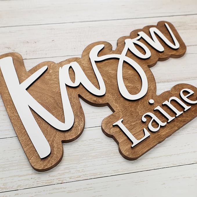 Hickory Hollow Designs Nursery Name Sign, Wooden Name Sign, Name Plate for Wall, Custom Wooden Sign, Baby Name Announcement Sign, (James Matthew)