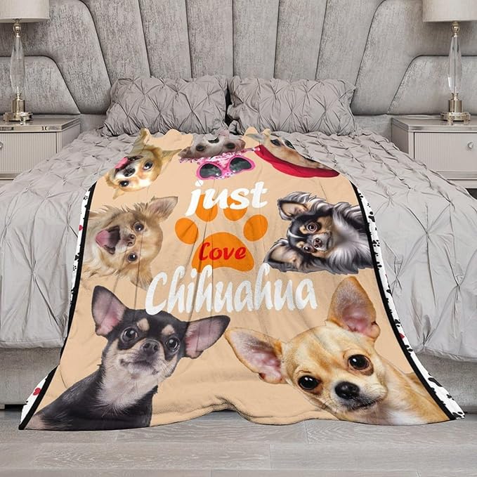 Chihuahua Blanket Funny Chihuahua Dog Gifts for Girls Boys Woman Kids Dog Lover Throw Blankets Soft Blanket Warm Fleece Flannel Plush Blankets for Bed Sofa Couch 50"x60"