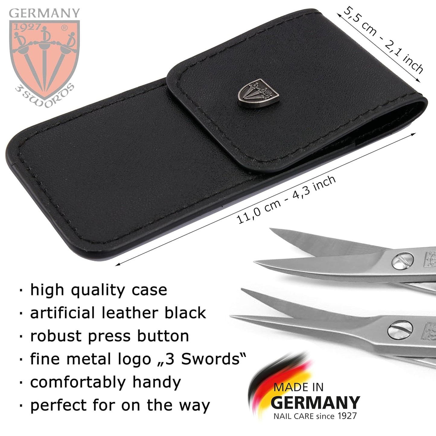 3 Swords Germany - Nail scissors and EXTRA fine Cuticle scissors - MEGASET - stainless steel, extra sharp - Made in Germany