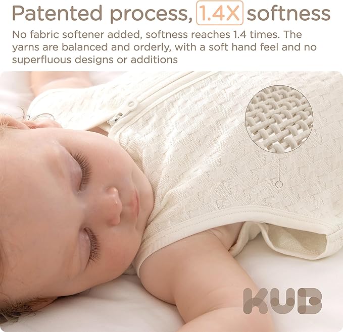 KUB Baby Unisex Sleep Sack 6-12 Months 2-Way Zipper Sleeveless Sleeping Bag 100% Cotton Wearable Blanket for Newborns Infant
